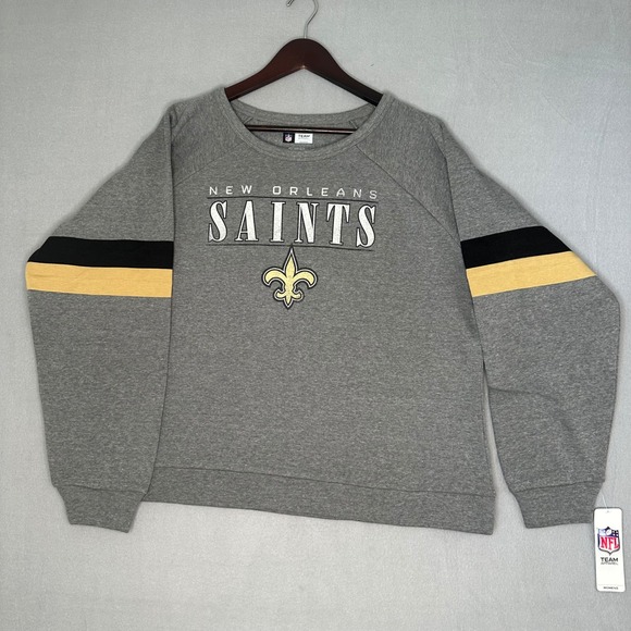 NFL Tops - New Orleans Saints NFL Team Apparel Womens 2XL Gray Crewneck‎ Sweatshirt